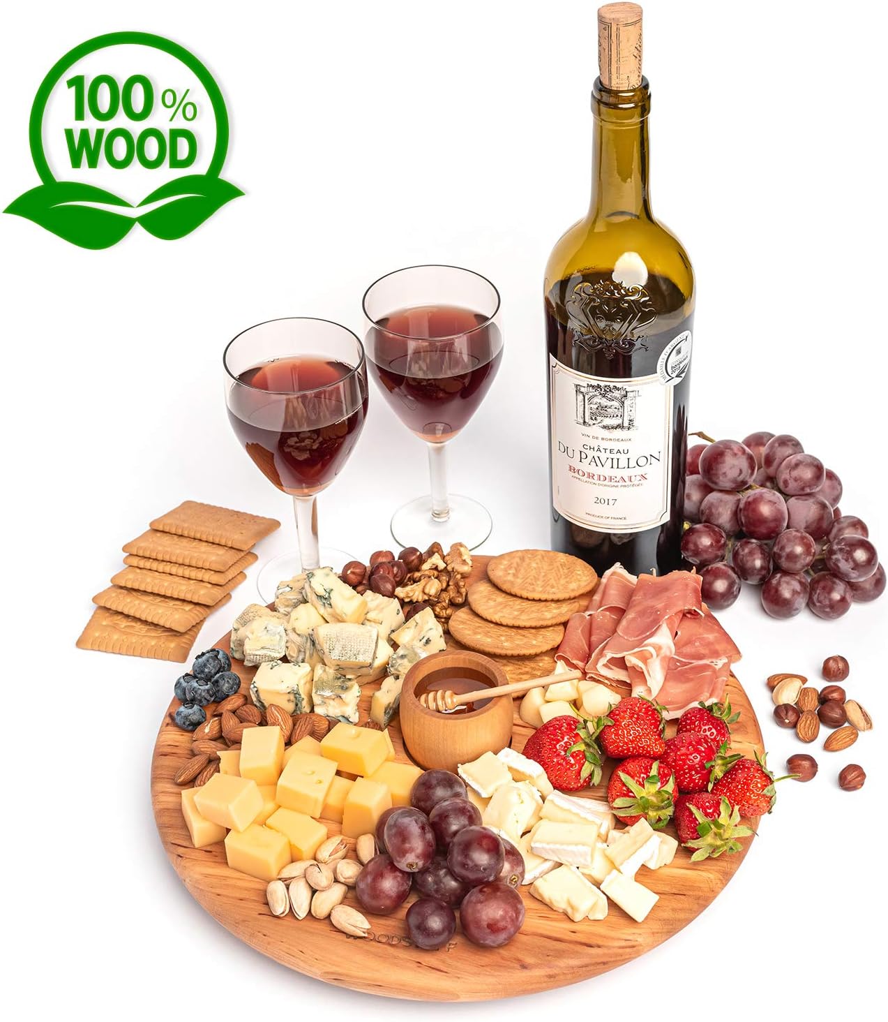 Exсluѕіvе Sресіаl Wooden Cheese Board Unique Set of 3: Round Charcuterie Board 12’ with Honey Mini Dipper and Bowl, Sustainable European Beech Wood. Made in Ukraine Buу 1 gеt 1 Wooden Cheese Board Unique Set of 3: Round Charcuterie Board 12’ with Honey Mini Dipper and Bowl, Sustainable European Beech Wood. Made in Ukraine