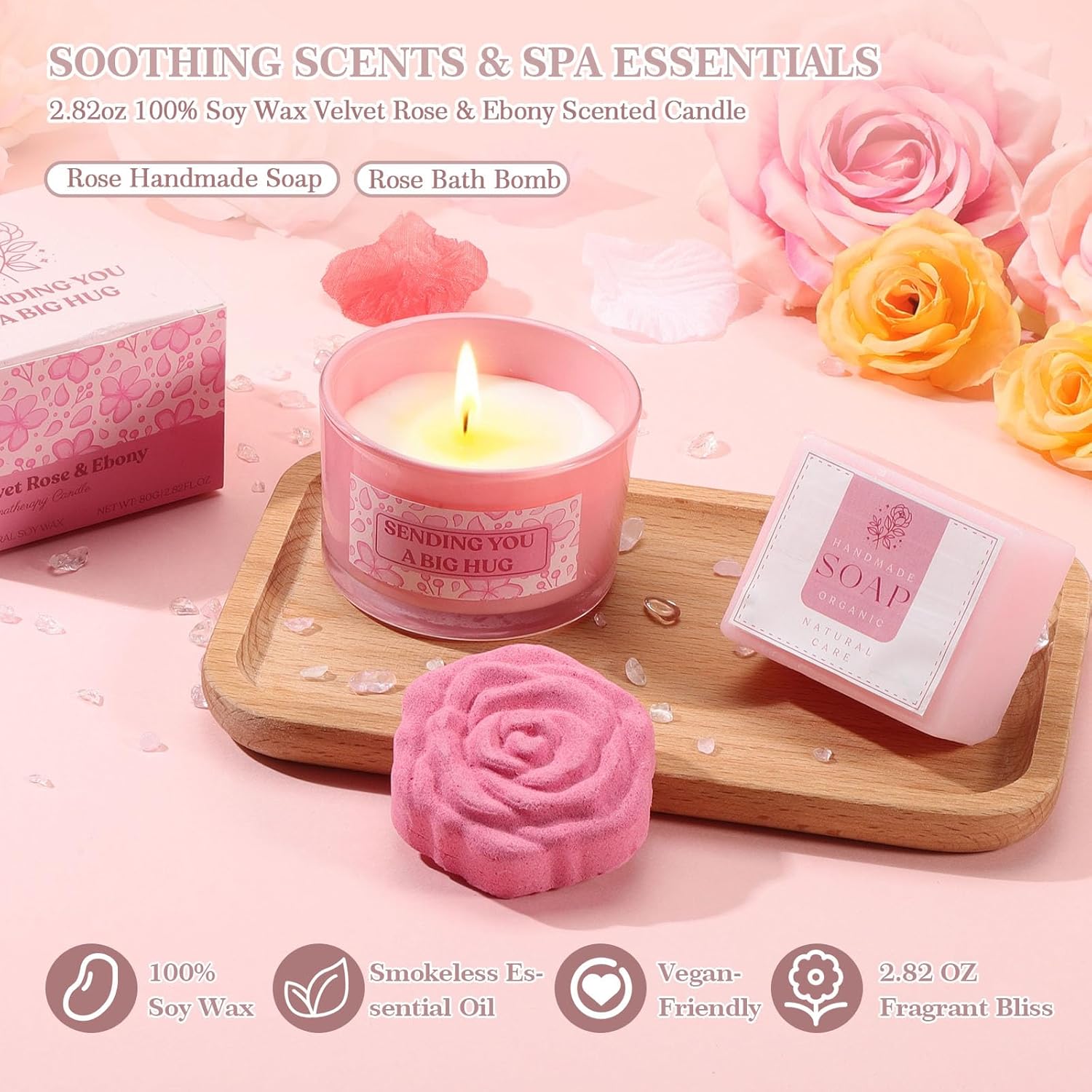 Gift for Womens Birthday Gifts for Women Self Care - Valentines Day Gifts Box for Her Mom Wife Daughter Sister Girlfriend Best Friend, Rose Relaxation Gifts Spa Gift Basket Self Care Package for Women - Image 7
