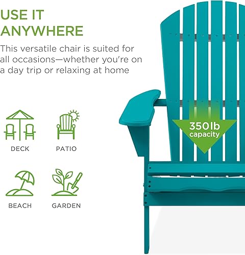 Miniatura 3 de Best Choice Products Silla Adirondack plegable de madera para exteriores, muebles de decoración de fogata, sillas para patio, jardín, patio con