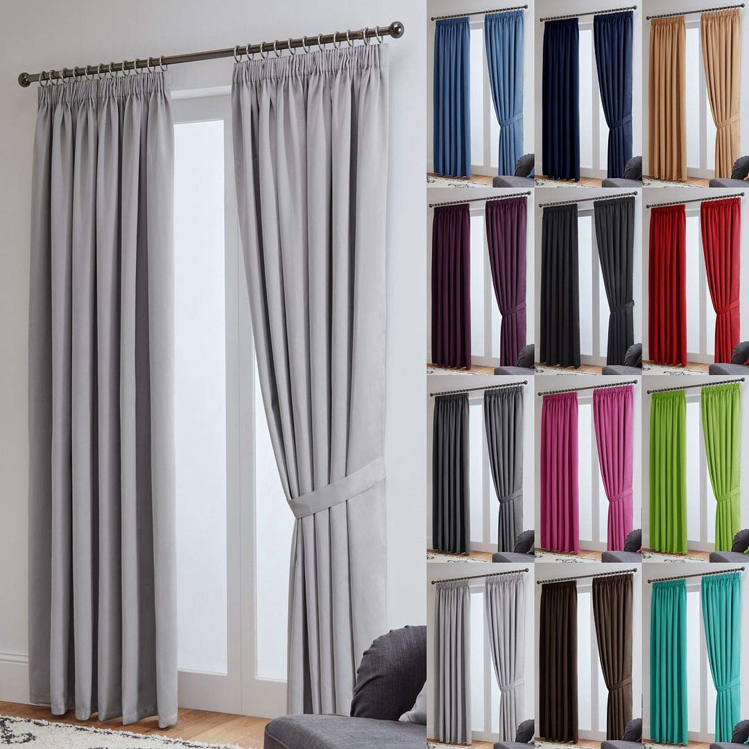 John AirdThermal Energy Saving Blackout Tape Top Curtains - Matching Tiebacks Included (Silver, 117 x 229cm (46"x 90"))
