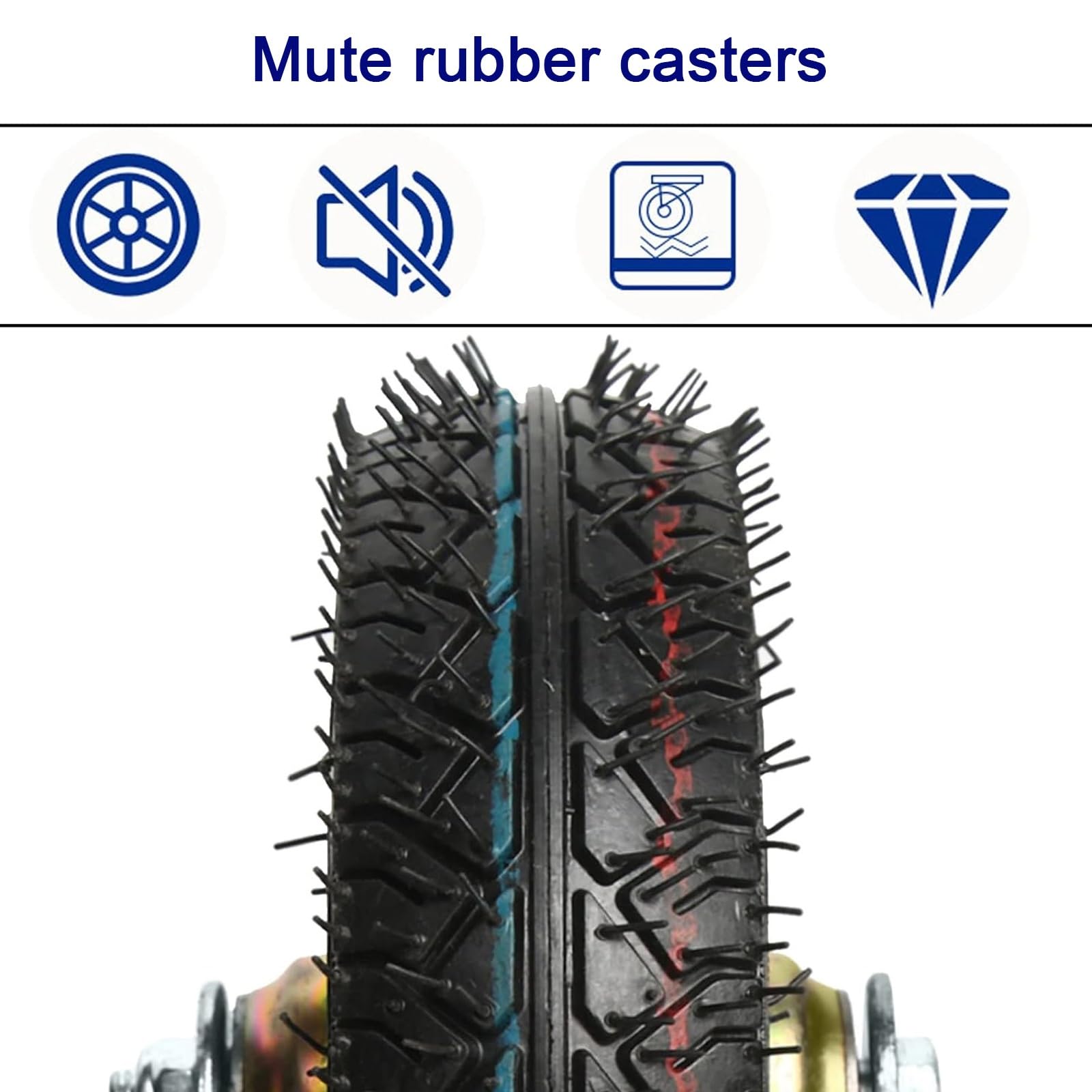 WORDFUN Ruota Gonfiabile di Gomma, Ruote per Ruote Resistenti, Ruote per Carrelli Silenziose, Set di 4 (2 con Piastra Fissa + 2 con Piastra Girevole), Ruota di Trasporto Industriale per Carrelli