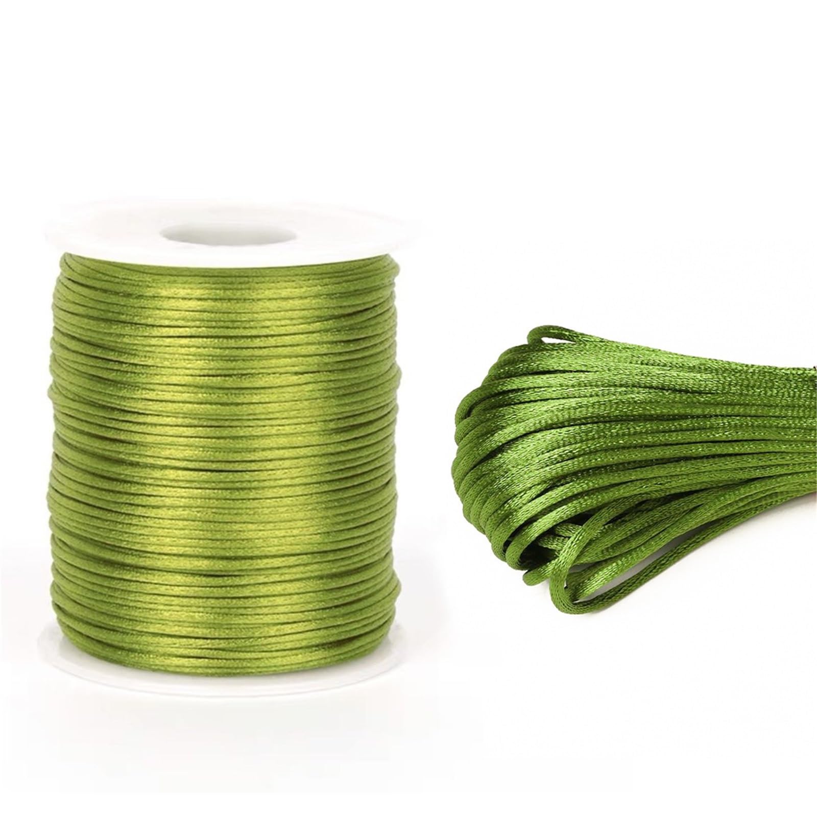 Nylon Cord Thread 5PCS 50M/Roll 1.5mm Nylon Cord Rope Chinese Knot Thread Satin Rattail Cords Bracelet Braided String for Making Bracelet, Necklace, Chinese Knot(Armygreen)