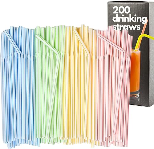 Miniatura 5 de Pajitas de plástico desechables  Paquete de 200 agitadores de cóctel reutilizables para café, palitos flexibles, batidos, bebidas para niños,