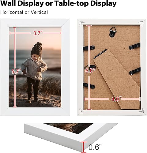 Vista 130 de KINLINK Juego de 2 portarretratos de 6 x 8 pulgadas, marco de fotos de madera mate de 4 x 6 pulgadas con plexiglás para 4 x 6 con paspartú o 6 x 8
