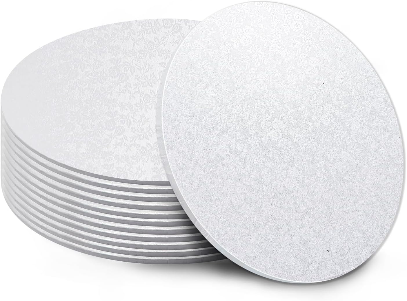 12 Pack White Cake Boards 12 Inch Round Cake Drum Base 1/4 Inch Thick Sturdy Cardboard Circle Plate Bases Para Pastel for Wedding