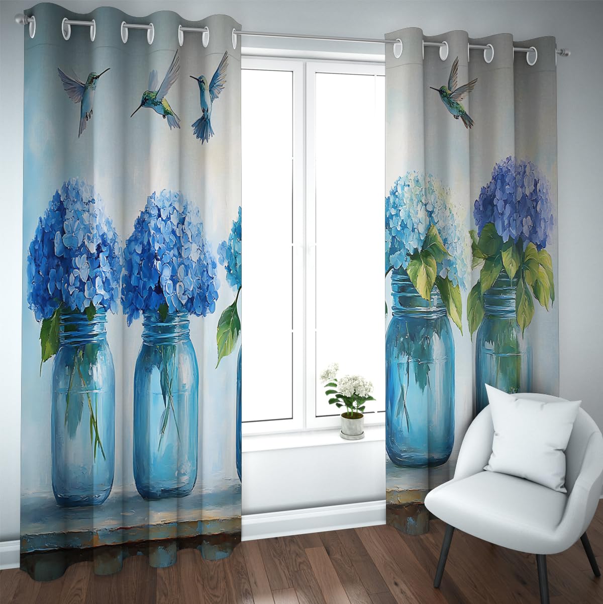 Rideaux occultants thermiques bleu hortensias pour isoler la pépinière
