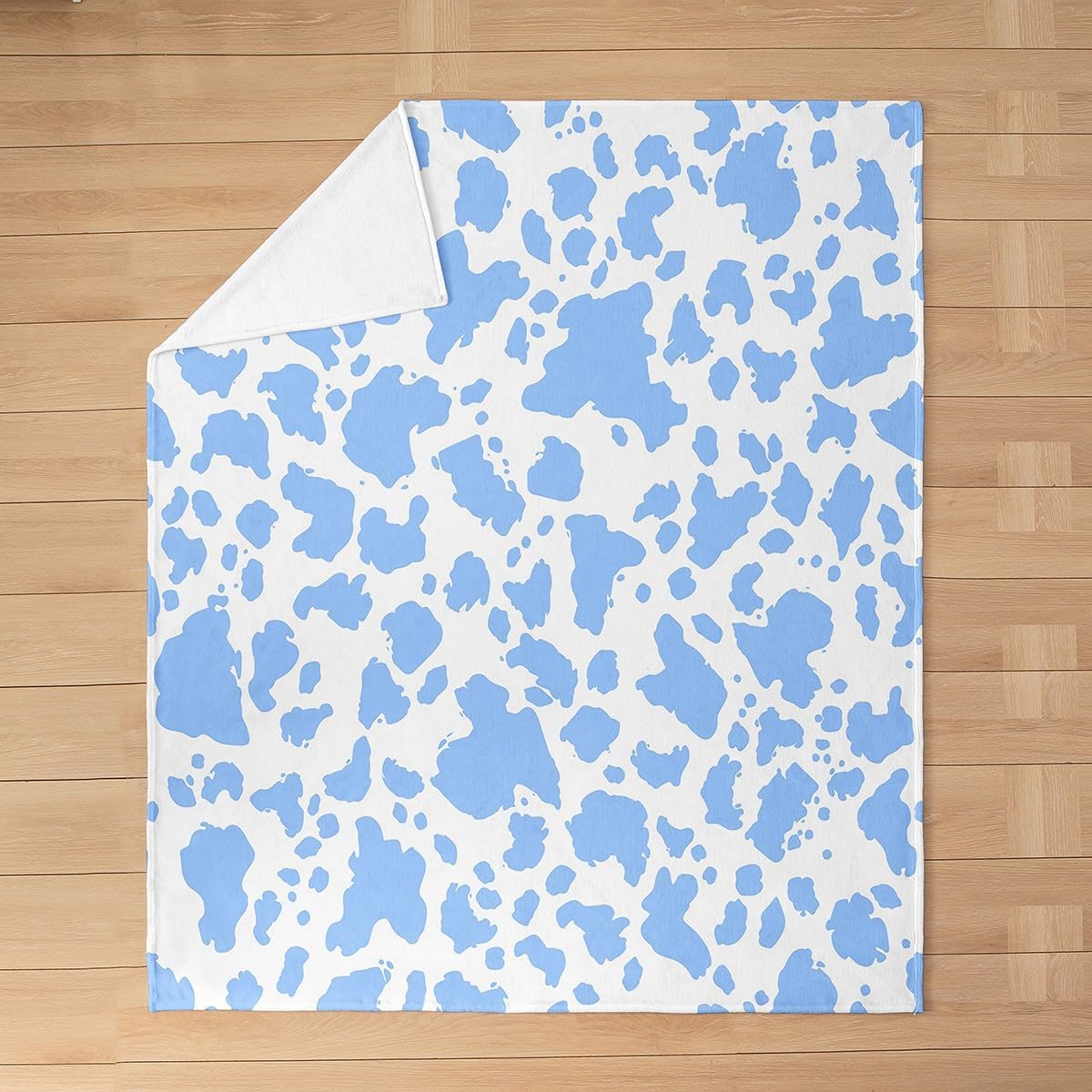 Feelyou Cow Print Plush Throw Blanket Twin 60"x80" Kids Blue White Flannel Fleece Blanket for Sofa Couch Boys Girls Teens Cartoon Milk Cow All Season for Bed Animal Farmhouse