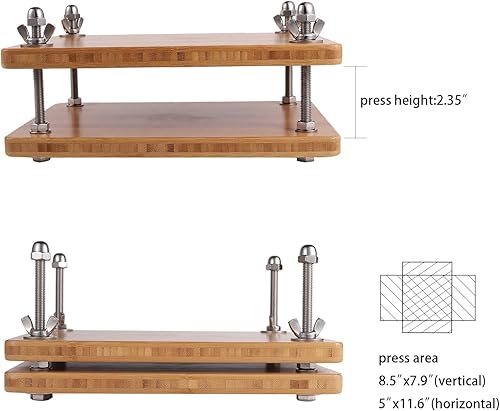 Miniatura 4 de Wooqu Prensa para libros, 7.9 x 11.6 pulgadas, madera de bambú, portátil, premontada, para encuadernación
