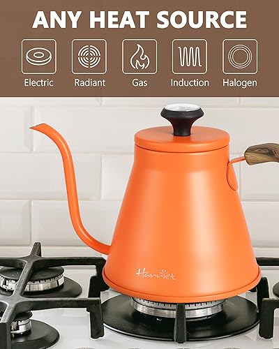 Miniatura 4 de Harriet Hervidor de cuello de cisne con termómetro para verter sobre café y té, 37 onzas líquidas, acero inoxidable, base duradera de 3 capas,