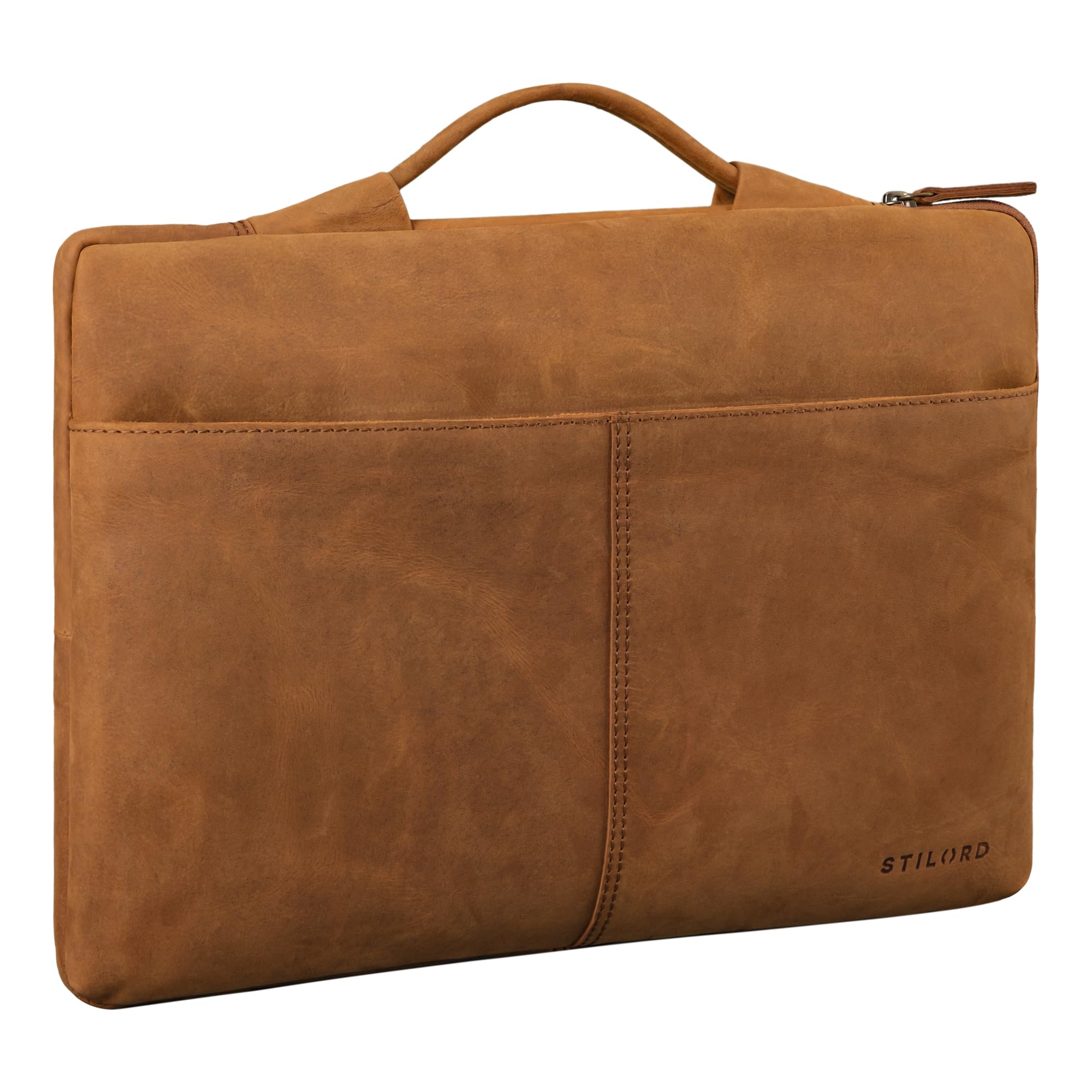 STILORD "Kit" 15,6 Pollici Custodia per Notebook in Pelle Uomini per lavoro viaggio affari Slim Laptop Sleeve Uomo Custodia per notebook in vera cuoio Colore:tan marrone - scuro