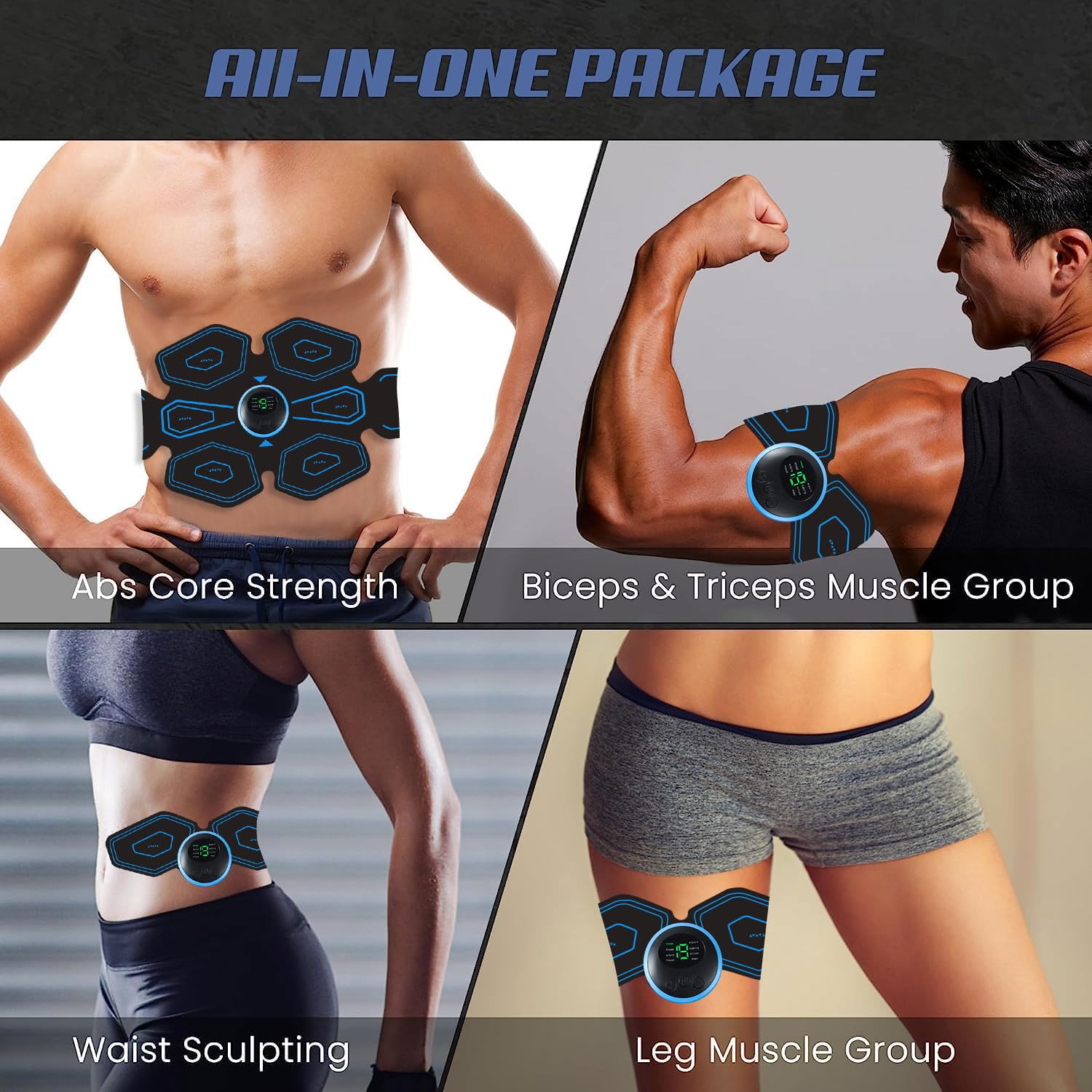 Electrostimulateur Musculaire,ABS électro-Stimulation Trainer, Ceinture de Massage électrique,Ceinture Bras et Jambes Pro,pour Gym Workout Home Bureau Équipement