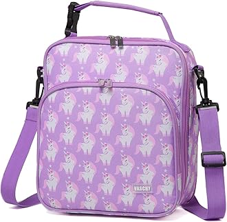 VASCHYLunch Boxes Bag for Girls, Reusable Lunch Box Containers for Boys and Girls with Detachable Shoulder Strap, Insulated Lunch Coolers for School Cute Unicorn