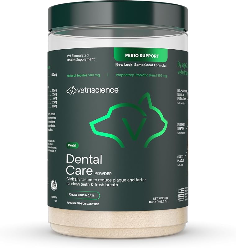Dental Care Powder, 16 oz | Dental Supplement Powder for Dogs & Cats, Supports Breath Freshening, Healthy Teeth & Gums, Easy-to-Use Oral Hygiene for Pets