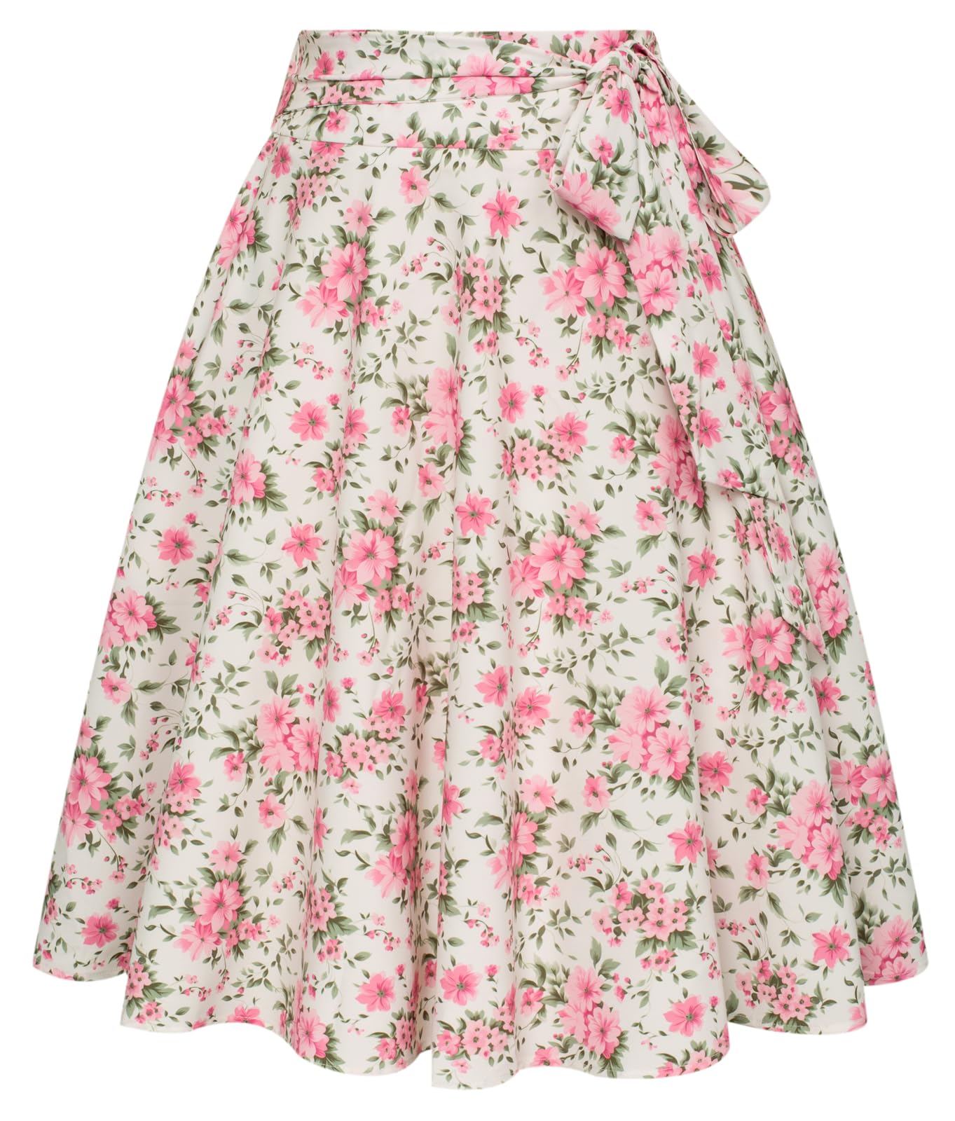 Belle Poque Womens High Waist A-Line Pockets Skirt Skater Flared Midi Skirt Vinage Skirt