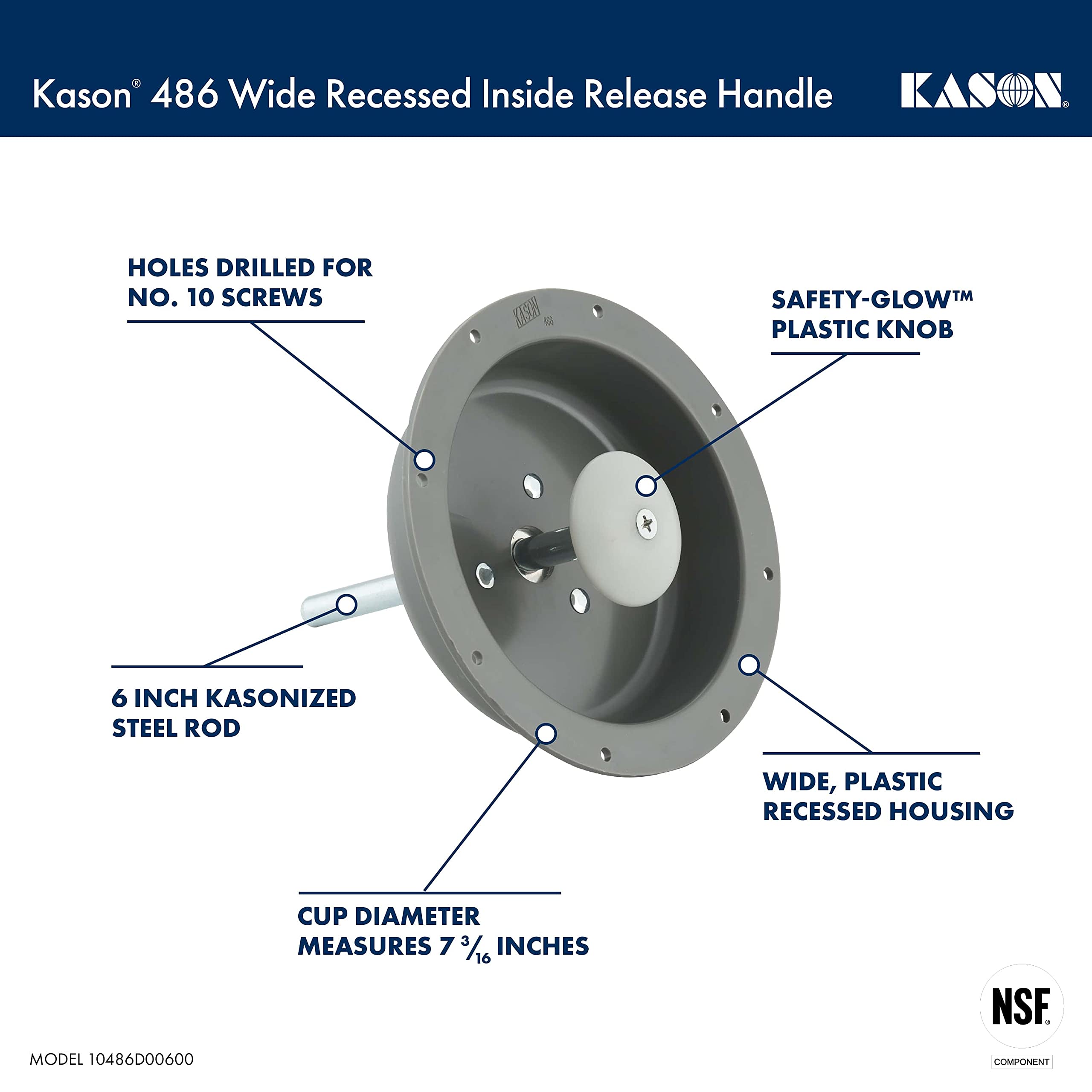 Kason 486 Breiter, versenkter Innenauslösegriff (10486D00600)