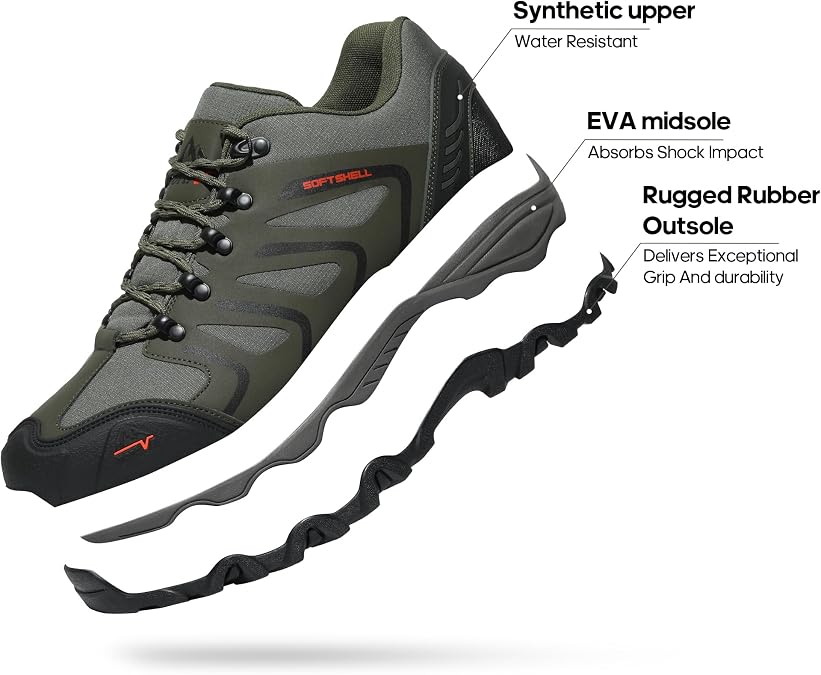 NORTIV 8 Men's Low Top Waterproof Hiking Shoes Trekking Trails Outdoor Work Shoes