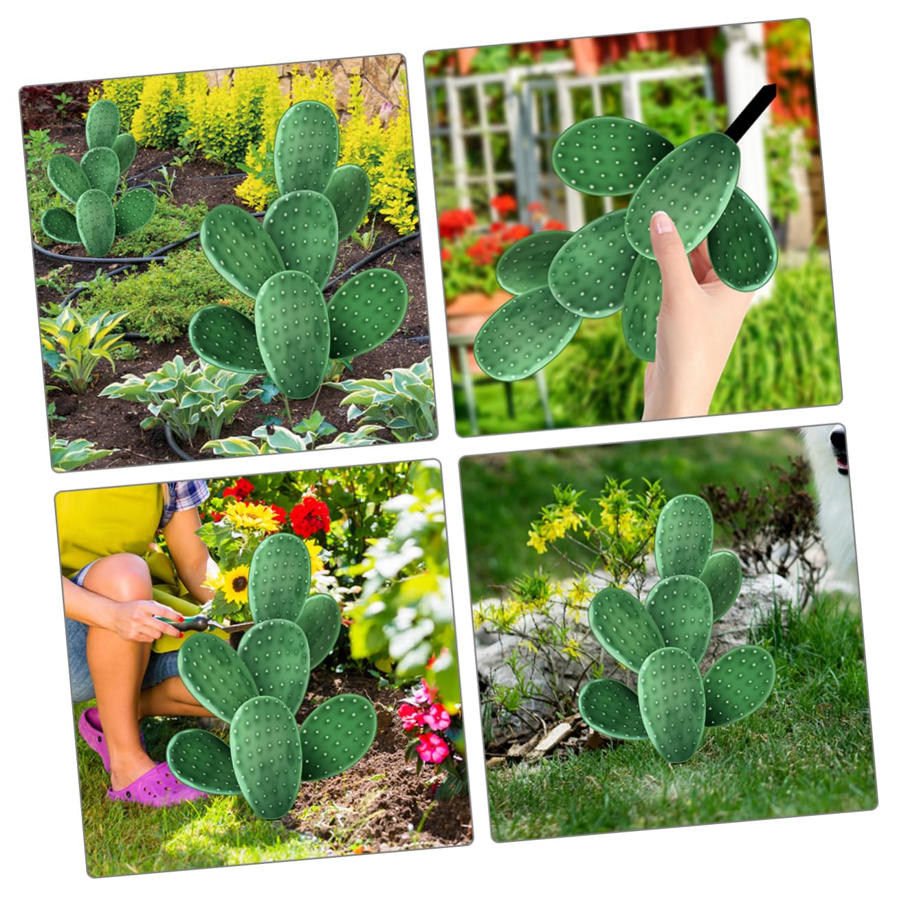 Lot De 3 Décors Cactus De Jardin En Acrylique - Piquets Stéréoscopiques Pour Pelouse, Balcon, Terrasse