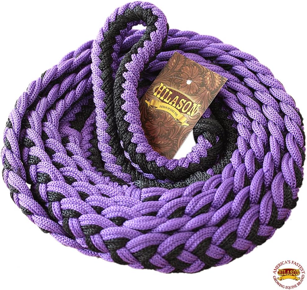 HILASON Braided Poly Barrel Racing Contest Flat Reins 1" X 8Ft Tan Black