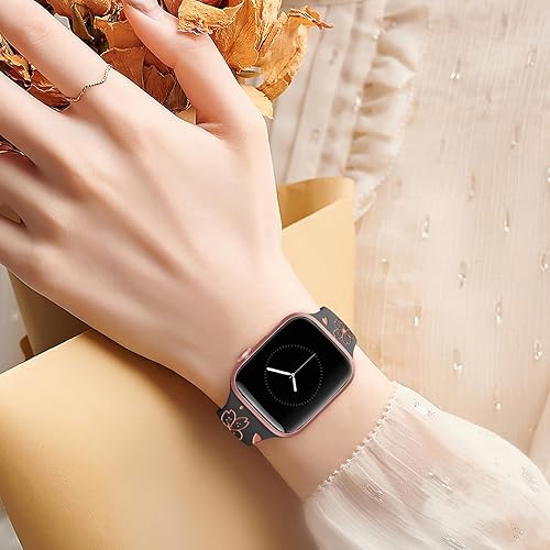 Miniatura 3 de TreasureMax Correa deportiva de diseñador con grabado floral compatible con Apple Watch de 1.575 in, 1.496 in, 1.614 in, 44451.654 in, correa