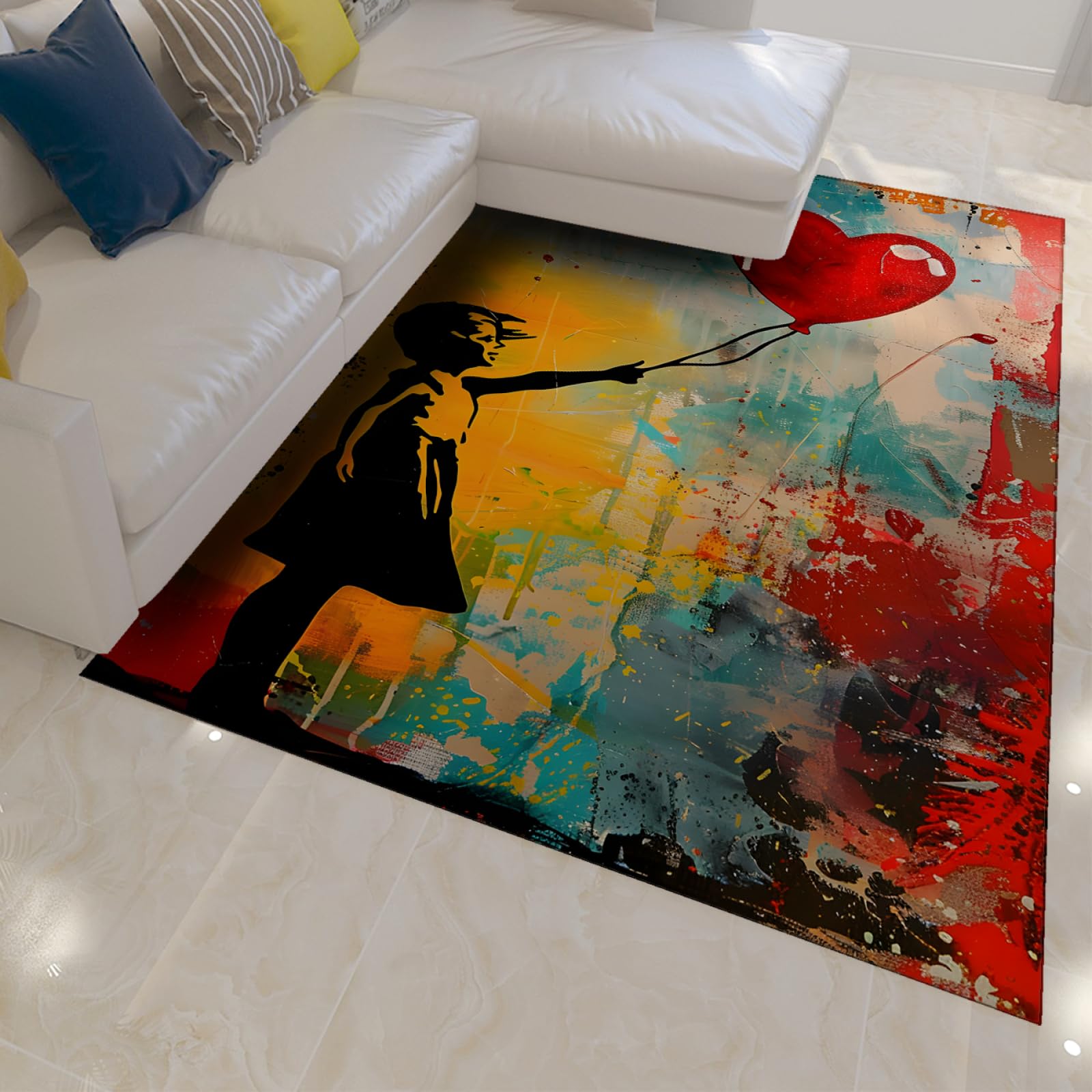 Balon Dziewczyna Dywaniki dziecięce do przedszkola tęczowe jasne urocze dywany do sypialni estetyczne chodniki maty podłogowe do domu przedpokoju dywany 60 x 120 cm