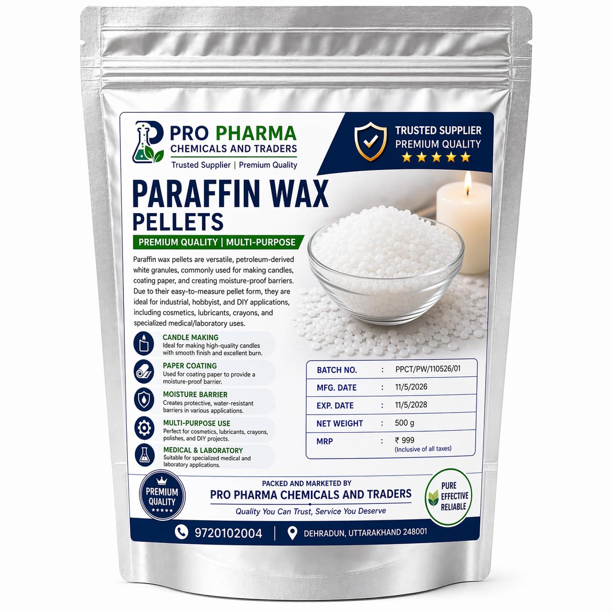 Skooby Pet Care/Paraffin Wax Pellets, 500g, Multi-Purpose, for Candle Making, Cosmetics, and DIY Crafting-image-48