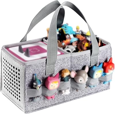Portable Carrying Case Compatible with Toniebox Starter Set and Tonies Figurines,Travel Felt Cloth Musical Toy Folding Bag for Toniebox Accessories (Gray)