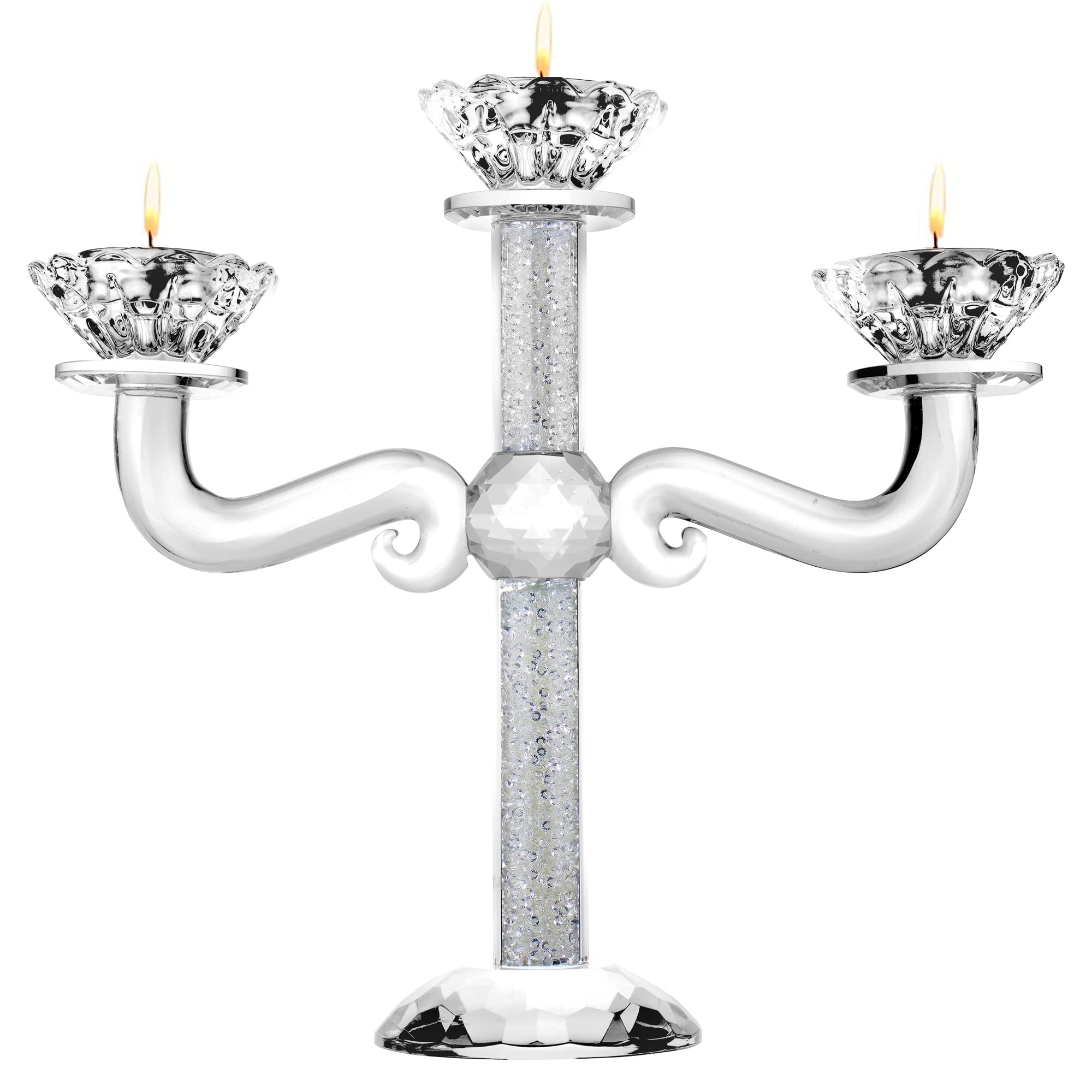 Crystal Candelabra Candle Holders for Candlesticks - Crystal 9.8