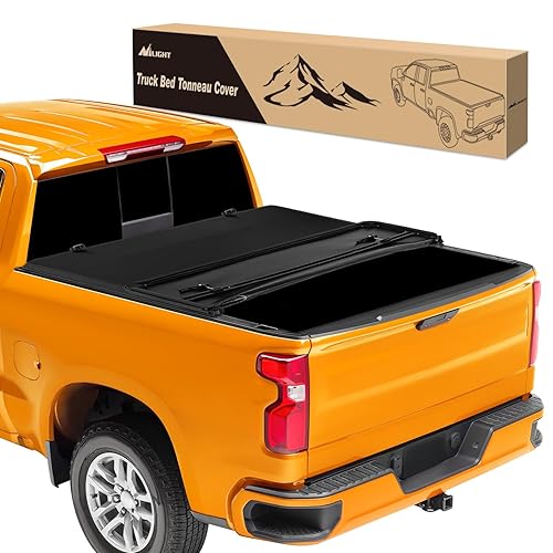 Nilight Soft Tri-fold Truck Bed Tonneau Cover Compatible with Chevy