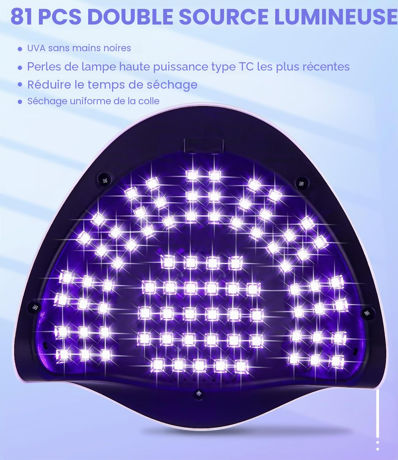 Zawaer Lampe UV Sèche Ongles 380W, Professionnel LED Séchoir à Ongles Automatique, 81 LEDs, Séchage Rapide, Grand LCD Ecran, 4 Minuteries 10s/30s/60s/99s pour Vernis Semi Permanent, Gel et Vernis