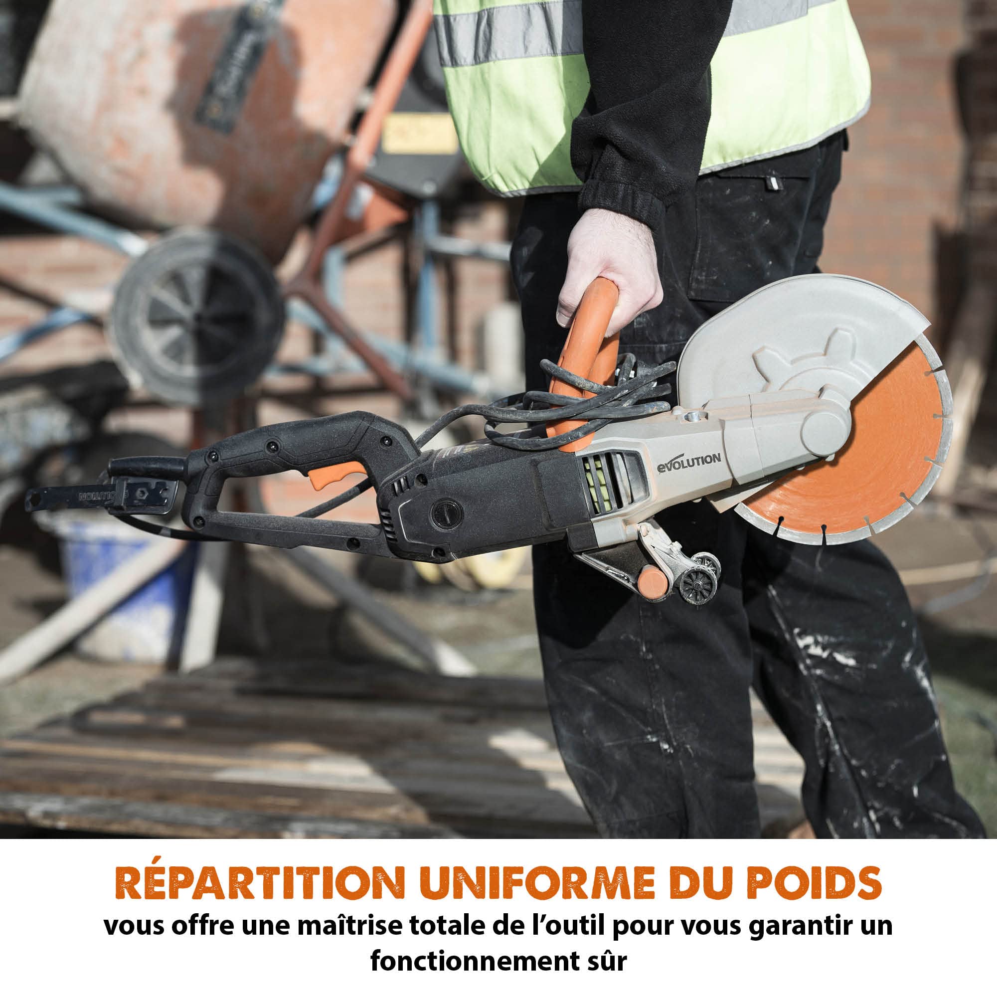 Evolution Scie à béton R255DCT 255 mm - Sans essence, coupe de 102,5 mm, fournie avec lame diamantée de qualité supérieure