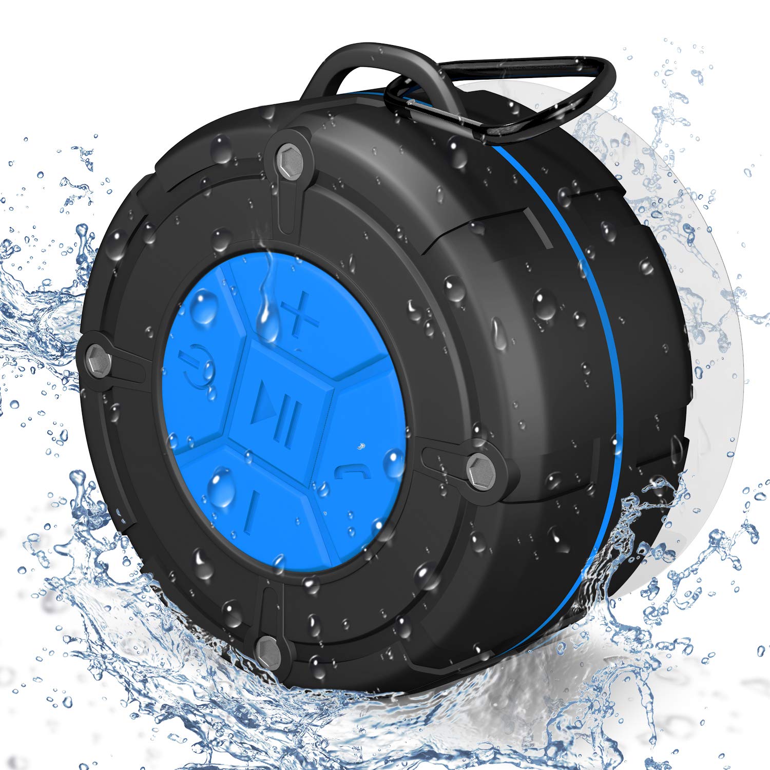 Bluetooth Shower Speaker, Powerful IPX7 Bluetooth 5.0 Speaker Waterproof Portable Speaker with Built-in Microphone with Detachable Suction Cup, HD 360° Stereo Sound, Ideal for Shower, Cycling, Kitchen