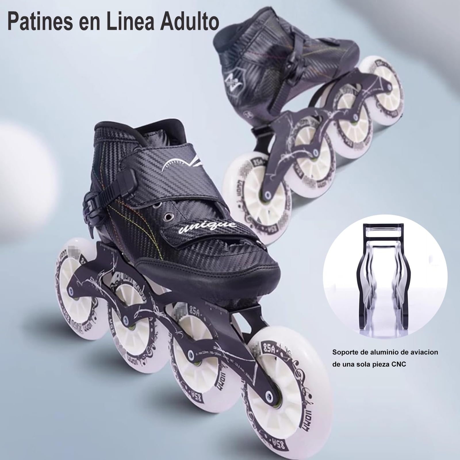 Patines En Linea Adulto, Patines De Velocidad Profesional De Fibra De Carbono para Exteriores, Patines 4 Ruedas Adulto Hombre Y Mujer, Unisex