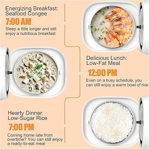 Miniatura 7 de Arrocera eléctrica de 4 tazas con olla interior de acero inoxidable, olla interior de 3 L, temporizador de retardo de 24 horas, hace sopas, guisos,