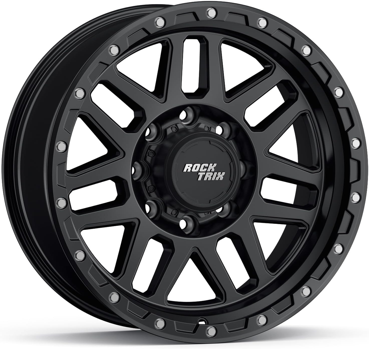 RockTrix RT110 18 inch Wheel Compatible with Chevrolet Silverado 2500 HD Chevy 3500HD, Also fits GMC Sierra 2500 3500 HD, 18x9 Rims, 8x180 PCD -12mm Offset, Matte Black Off-Road Wheel