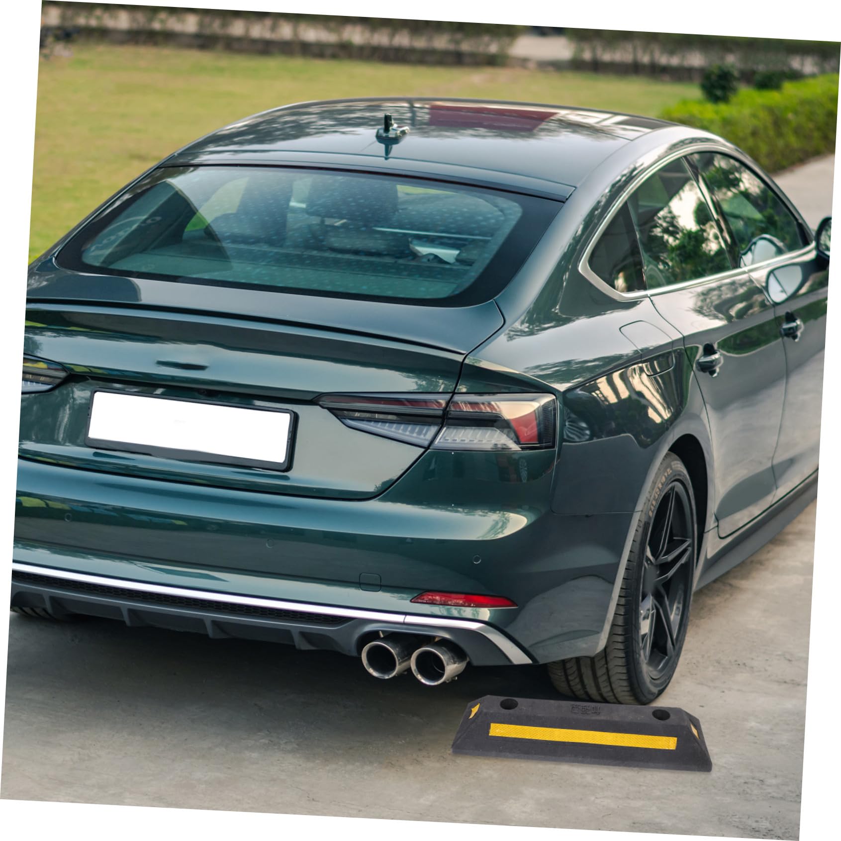Tope de Coche Reforzado de Goma 480x130x80 Mm Cinta Reflectante para Garaje Estacionamiento Seguro Accesorios para Vehículos Uso Industrial y Comercial