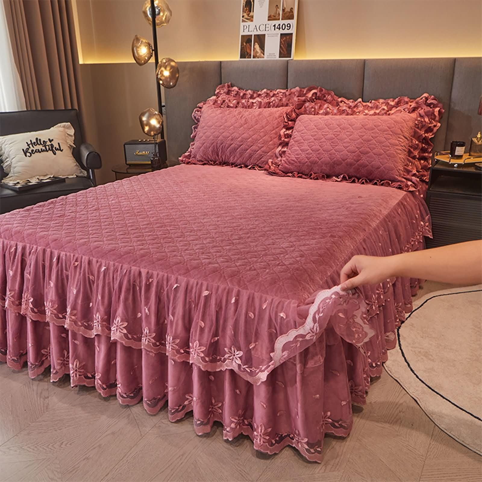 Drap housse 180x200 velours rose pour une chambre cocooning et chaleureuse