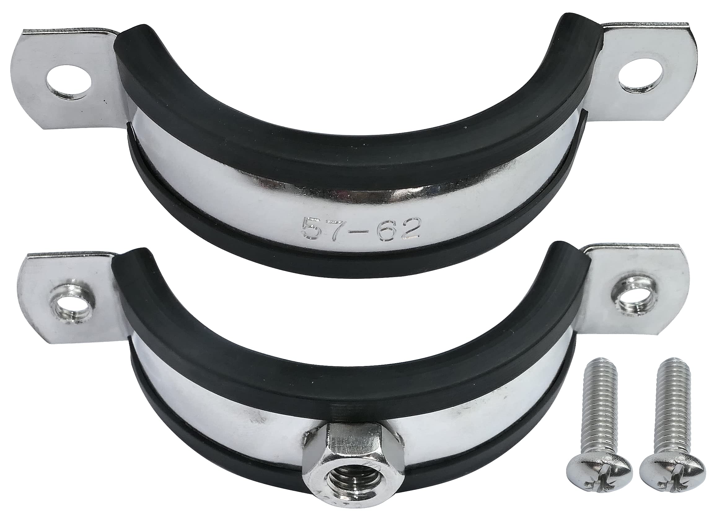 AERZETIX Abrazadera Isofónica Juego de 5, Tubo Ø2'' 57-62mm | Acero Inoxidable A2, DIN EN 10111, Para Atornillar М8, Soporte con Junta, C49905