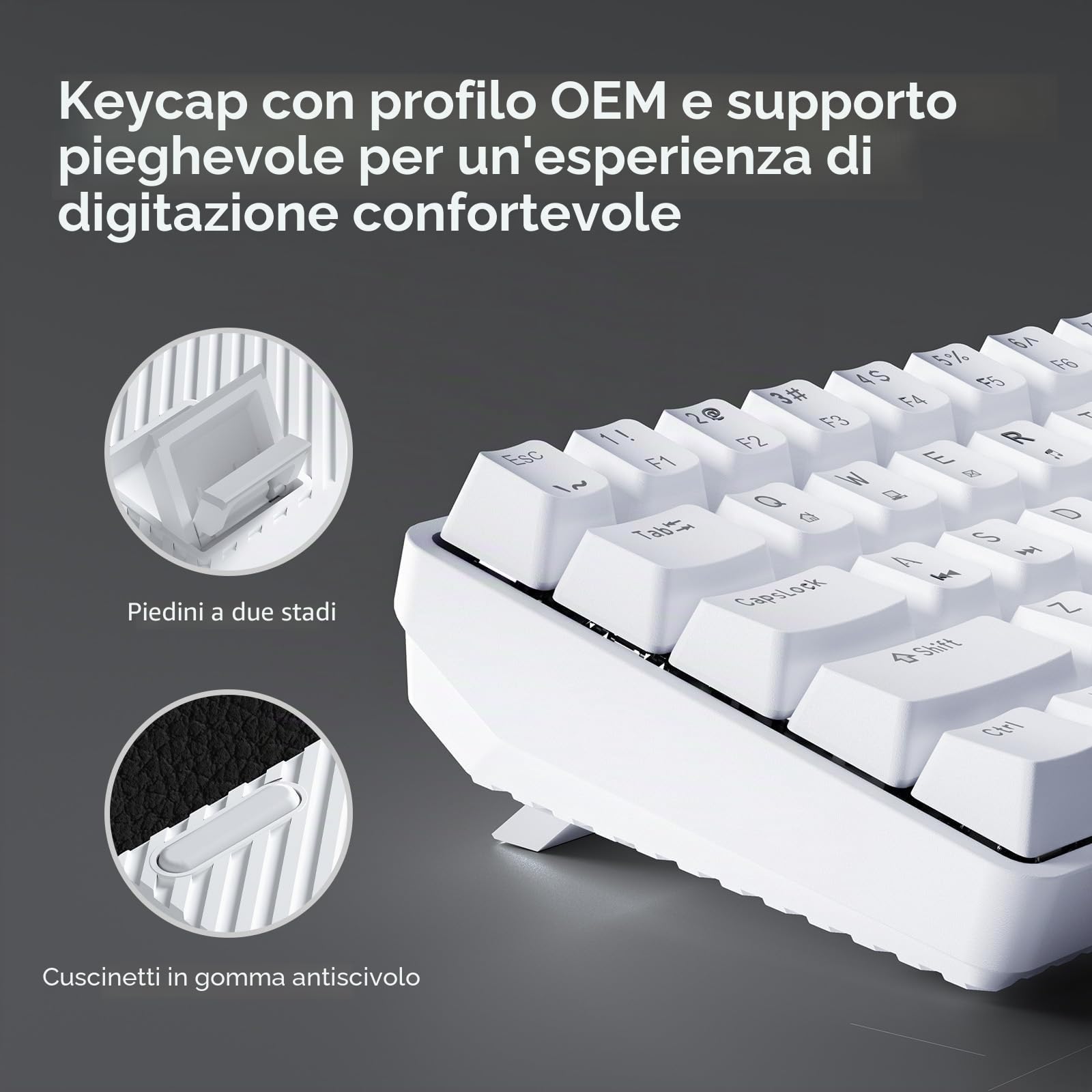 Dierya×TMKB Tastiera Gaming Meccanica 60% con Interruttori Meccanici Lineari,T68se Keyboard Gioco Luce monocromatica Type-C Mini Compact 68 Tasti Anti-Ghosting（Layout US,QWERTY）