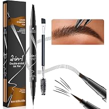 Eyebrow Pen Microblading Eyebrow Pencil Water-Resistant Precision Stylus with 4-Fork-Tips and Precision Brush,Dark Brown