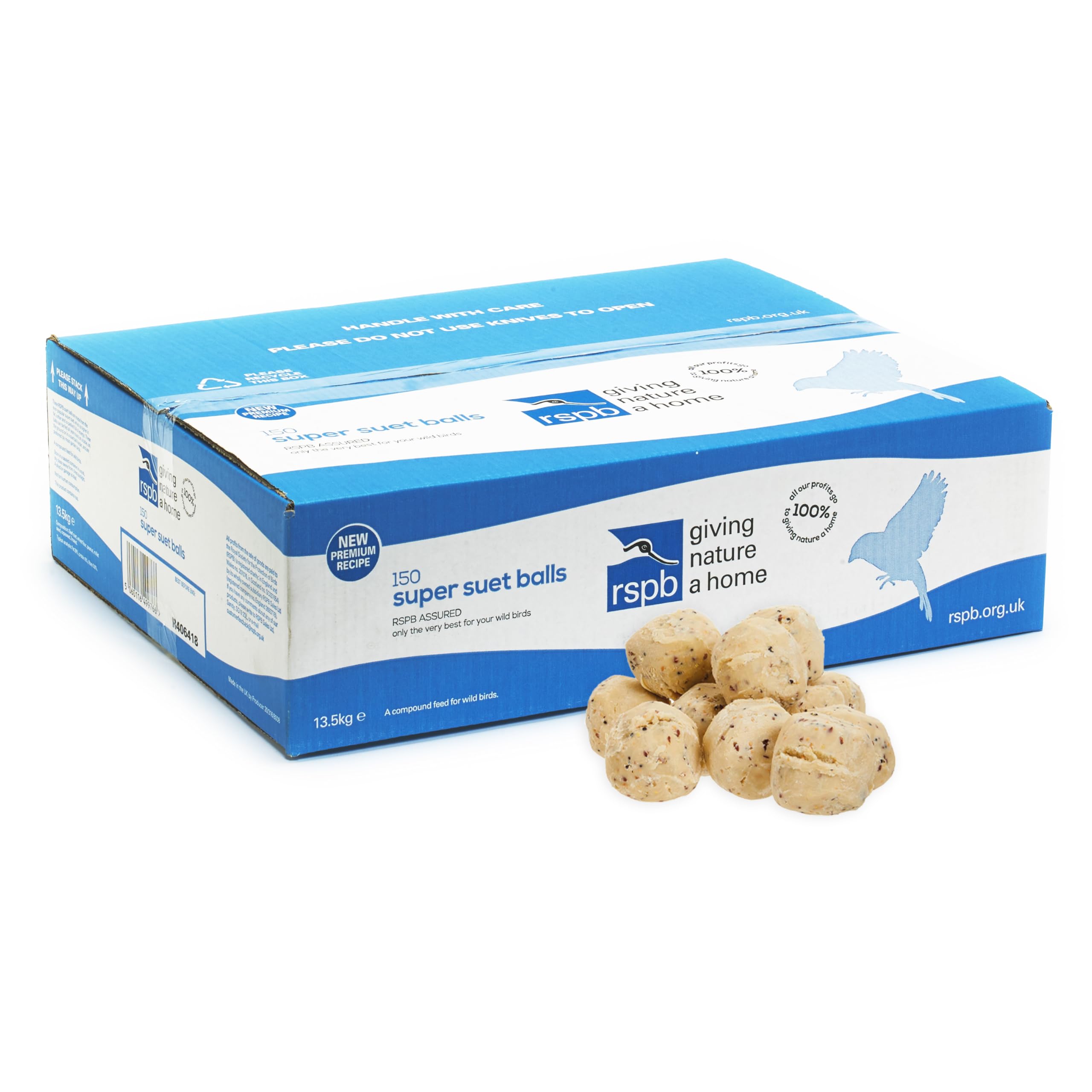 RSPB - Fat Balls for Wild Birds, High Energy Suet Balls, Made in the UK, Delicious and Nutritious Bird Food, Suitable for Year-Round Feeding (Box of 150)