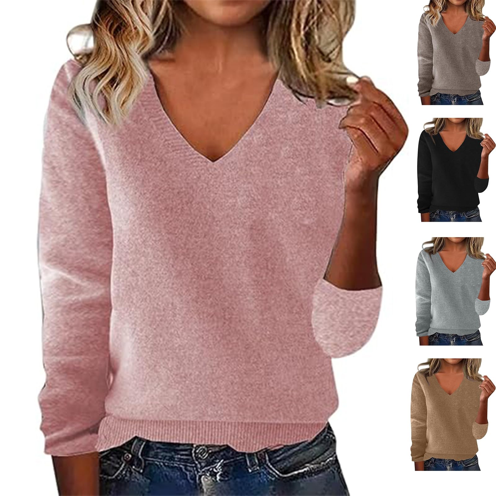 Sweaters for Women v-Neck Womens v-Neck Sweaters Lightweight Soft Comfy Warm Sweater
