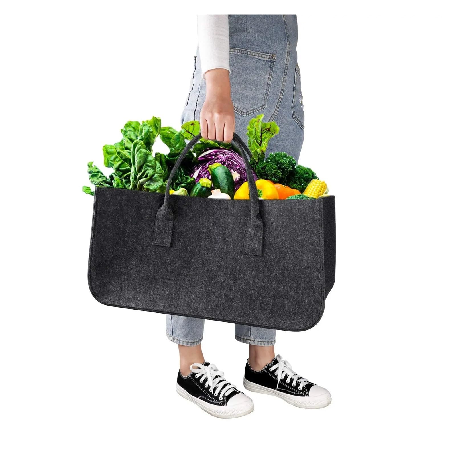 Faltbarer Großer Korb-Filztaschen-Shopper For Brennholz-Filztasche Für Outdoor Trips, Picknick