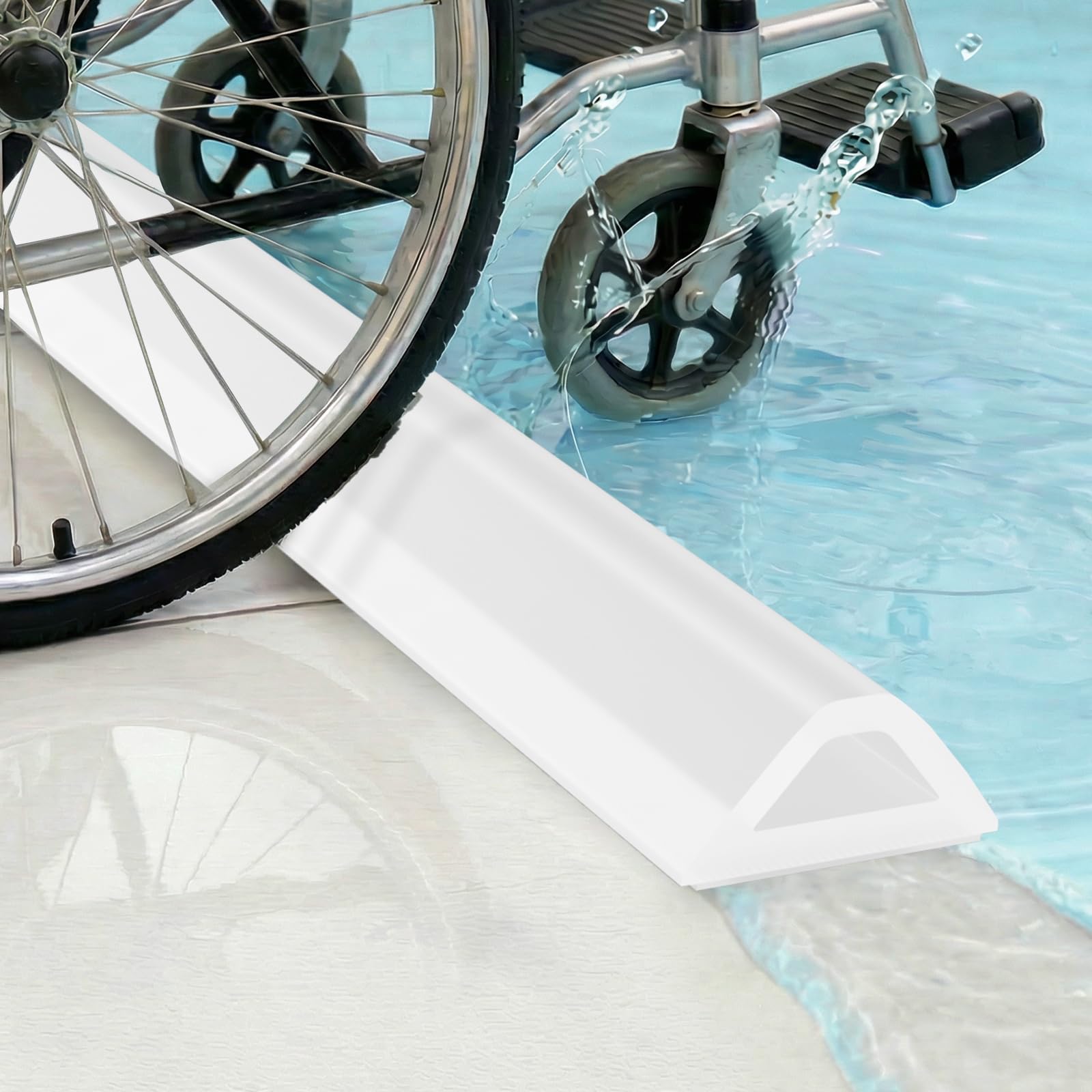 Symyda Wet Room Floor Barrier 350cm - Hollow Triangle Shower Threshold Water Dam for Walk-In Showers & Bathroom Floors, Self-Adhesive Shower Floor Water Barrier, Wheelchair Accessible, transparent