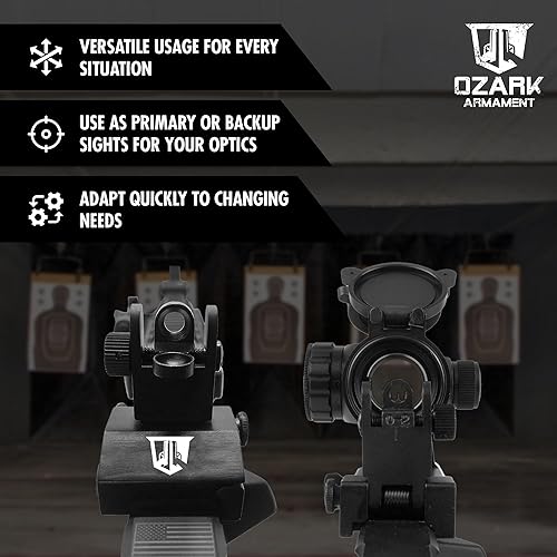 Miniatura 5 de Mira de batalla de repuesto de Ozark Armament con montaje Picatinny diseño AR miras co-testigo de hierro parte superior plana BUIS