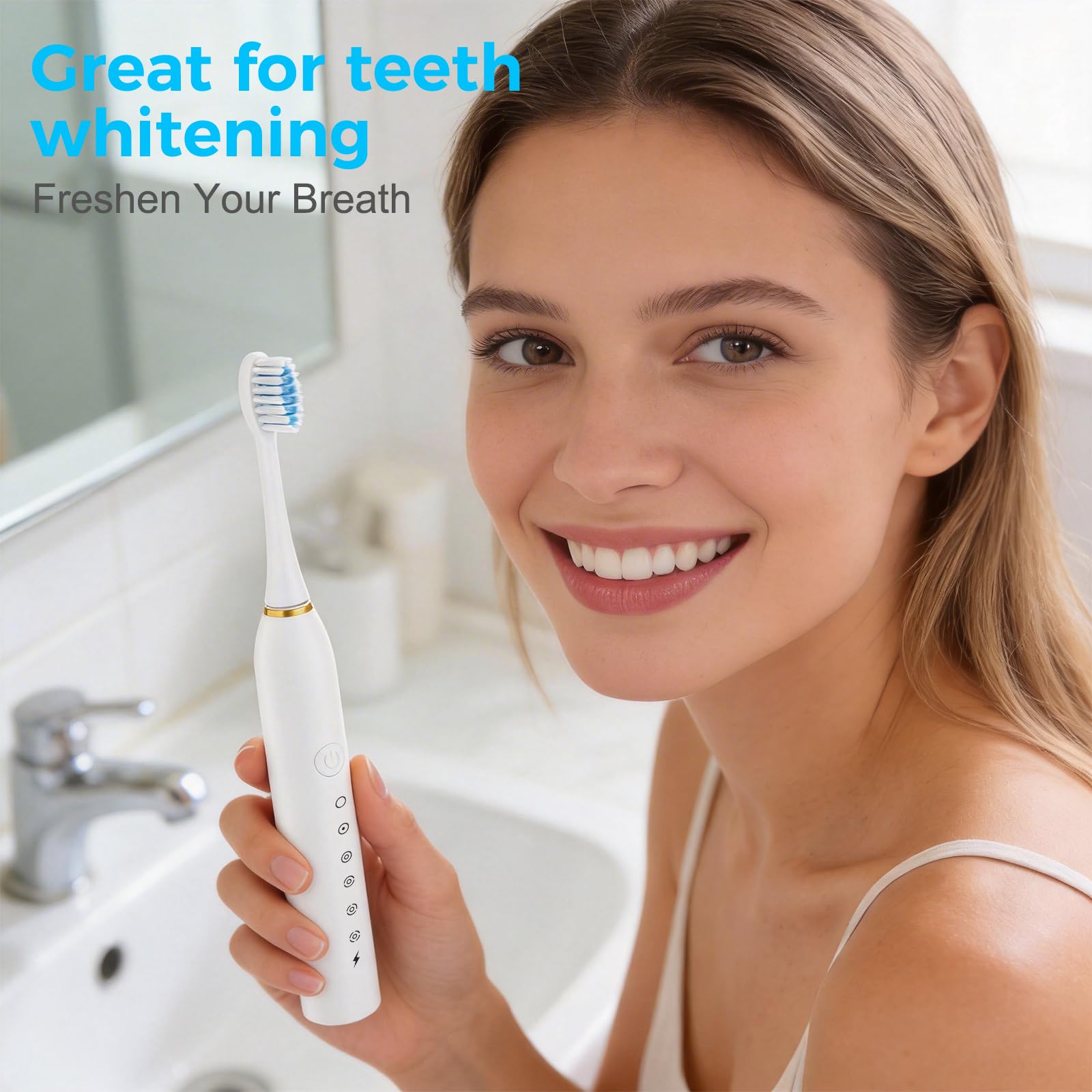 Dnil Juego de 3 cepillos de dientes eléctricos sónicos, 42000 VPM vibraciones de alta frecuencia para limpieza profunda, 6 modos de cepillado con temporizador inteligente, 12 cabezales de cepillo de