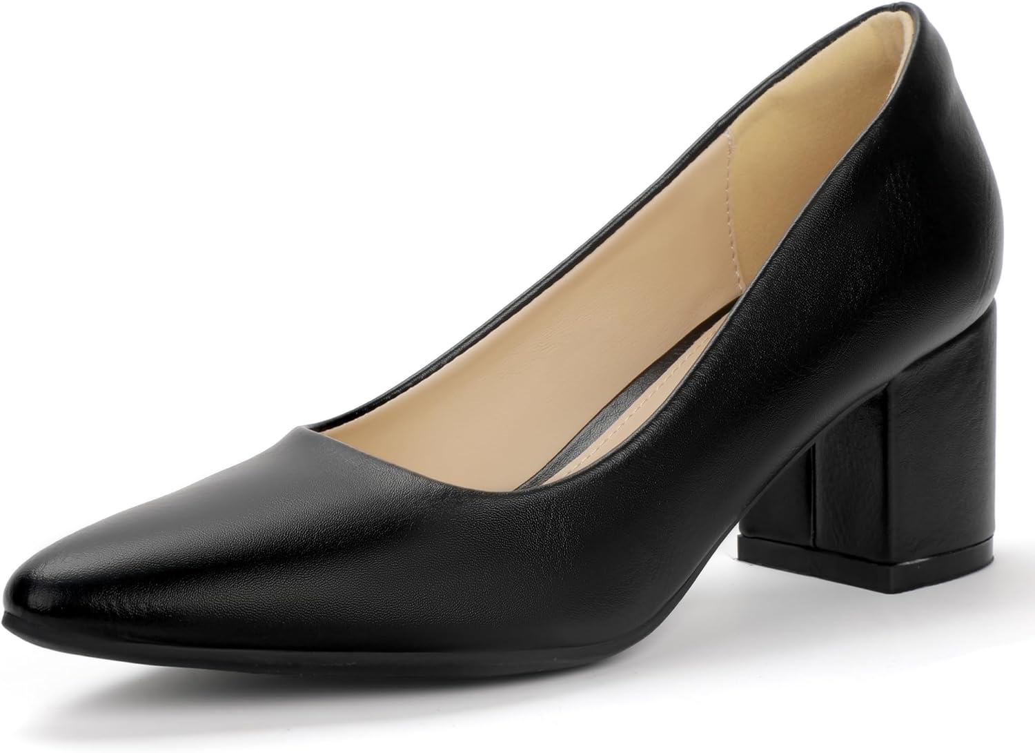 IDIFU Women’s Pumps Closed Toe Low Chunky Block Heels Dress Shoes for Women Office Work Business Wedding Prom Shoes Trendy Comfortable Pointed Toe Short Thick Heels Pumps