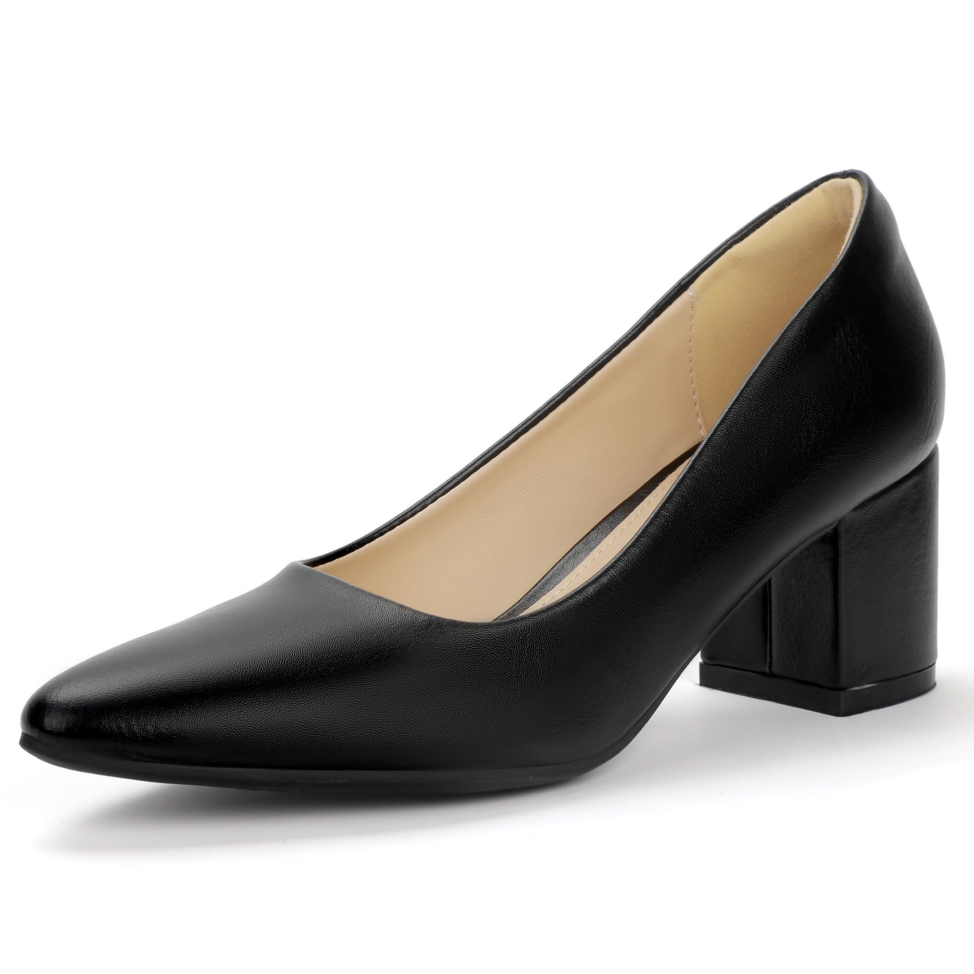 Photo 1 of IDIFU Black Pumps Women Closed Toe Low Chunky Block Heels Dress Shoes for Women Office Work Business Wedding Prom Shoes Trendy Comfortable Pointed Toe Short Thick Heels Pumps (Black Pu, 8.5)