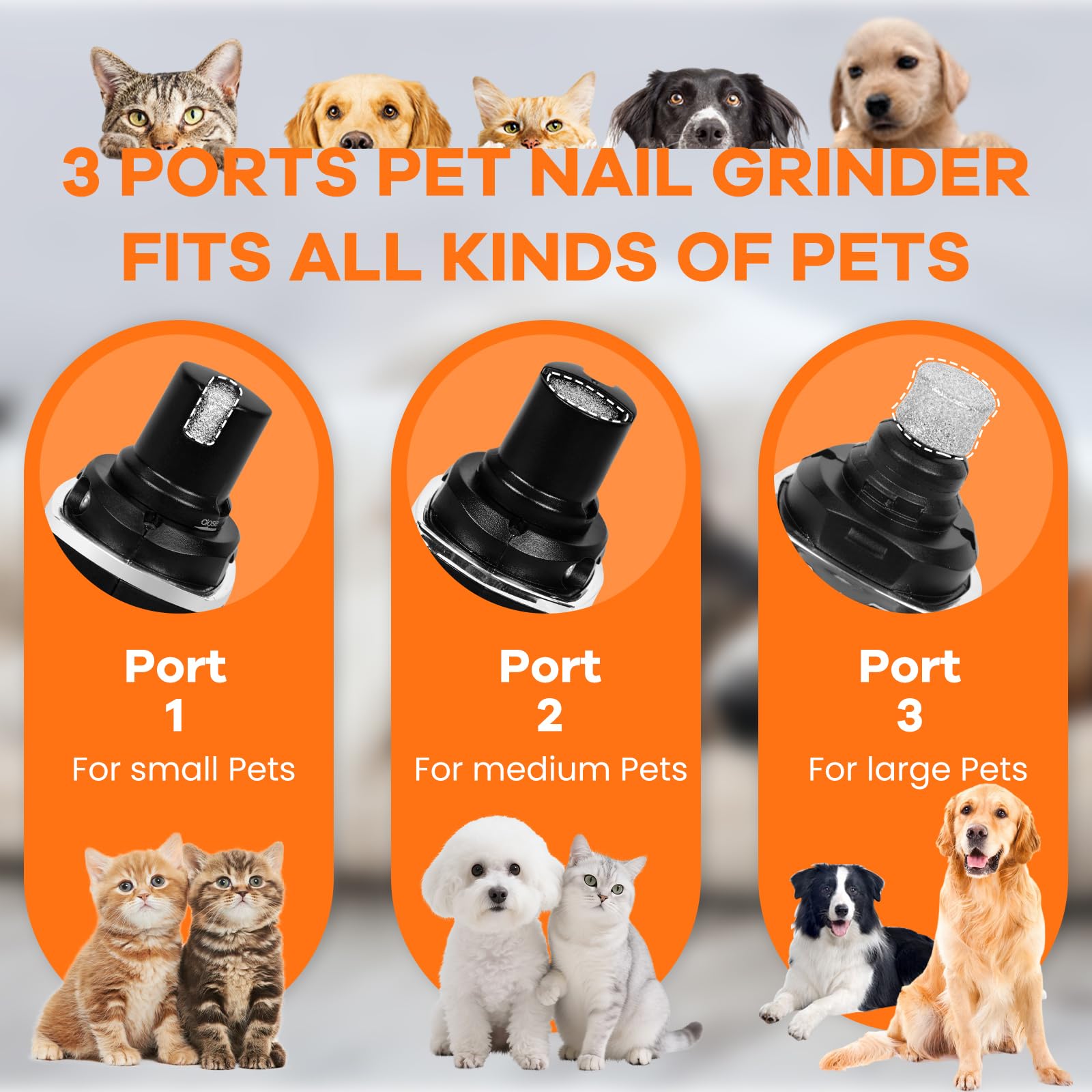 Tife Dog Nail Grinder,2 Speed Electric Rechargeable Dog Nail Trimmer,Quiet and Low-Vibration Pet Nail Grinder,Painless Dog&Cat Grooming Supplies for Large Medium Small Pets - image 3