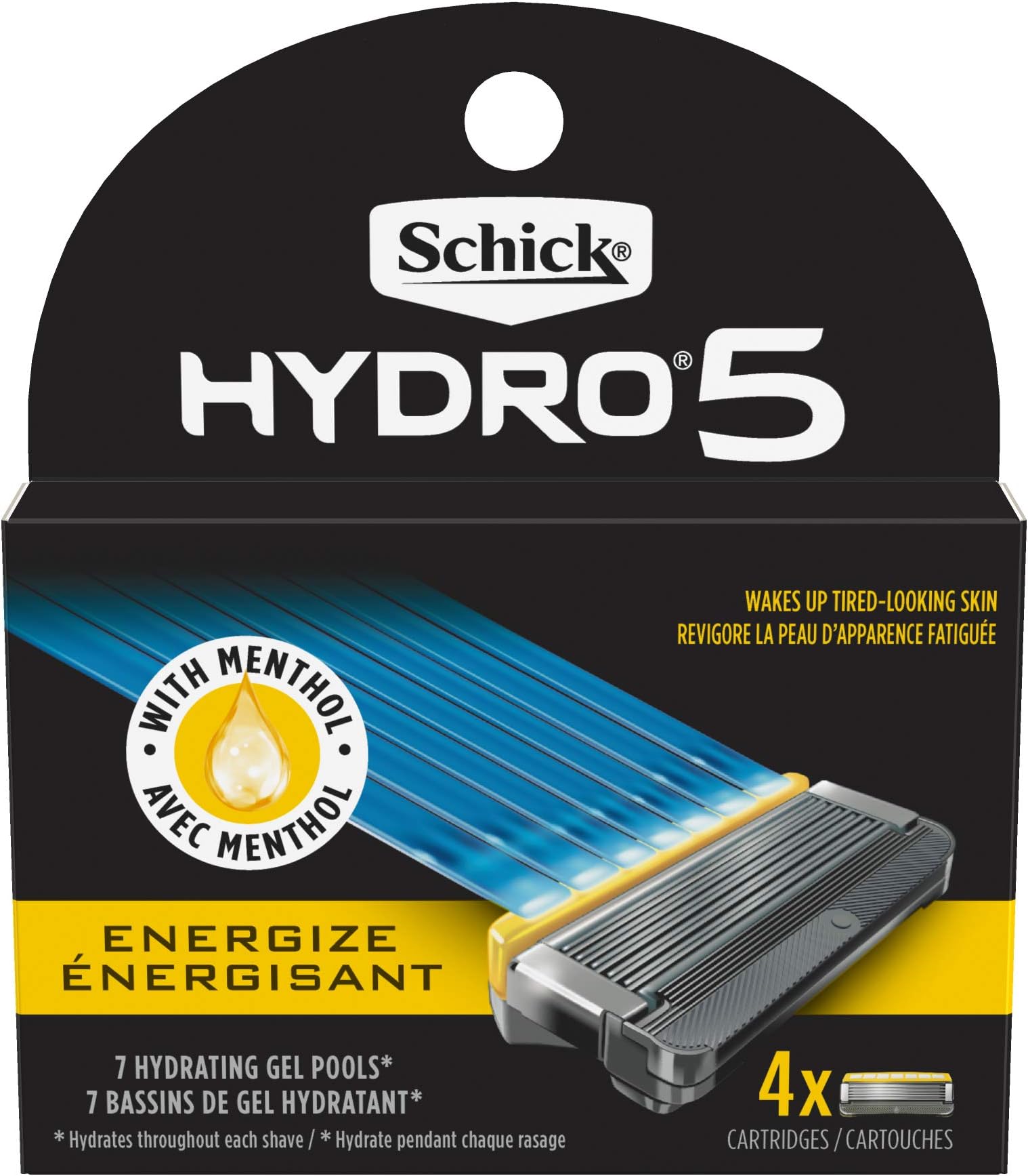 Schick Hydro 5 Sense Energize Razor Refills for Men, Pack of 4