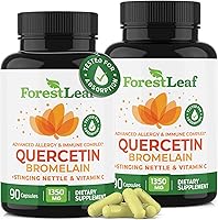 Vista 9 de Quercetina 500 mg con bromelina, vitamina C y ortiga picante. Suplemento avanzado para senos nasales y alergias. 90 cápsulas vegetales naturales.